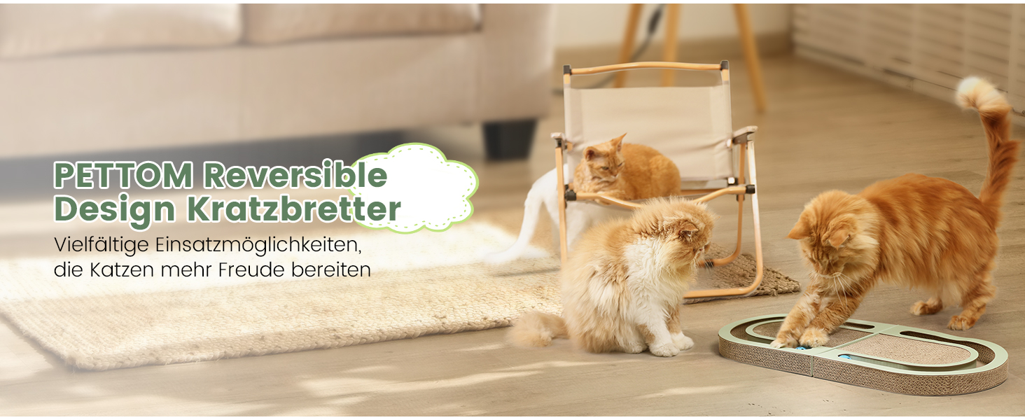 Кігтеточка PETTOM для котів з м'ячиком, двостороння, 66*30*4 см