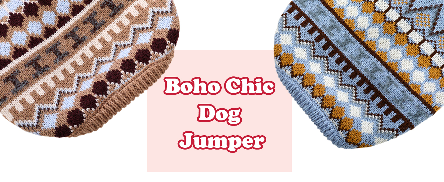 Теплий пуловер для собак - Boho стиль, різдвяний, з отвором для повідка, для чихуахуа, йоркширського тер'єра, джек-рассела, XS, колір кава