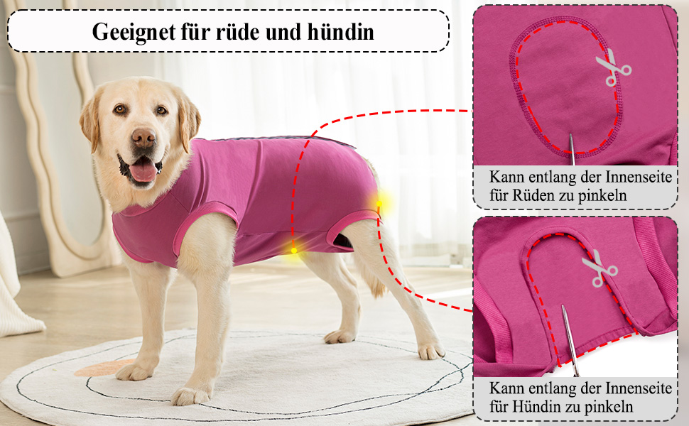 Післяопераційний боді для собак: захист від лизання та ран, для кастрації, різних розмірів (S, Рожевий)