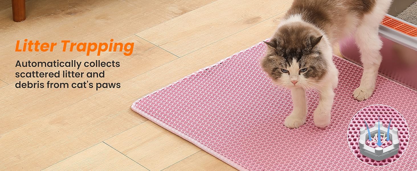 Килимок під лоток для котів Petinstinct, 116x66 см, XXL, рожевий