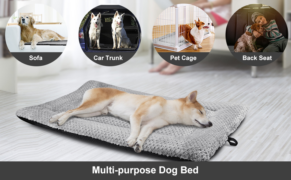 М'який килимок для собак, 90 x 58 см, сірий, Sherpa, з неслизьким дном, для середніх та великих собак