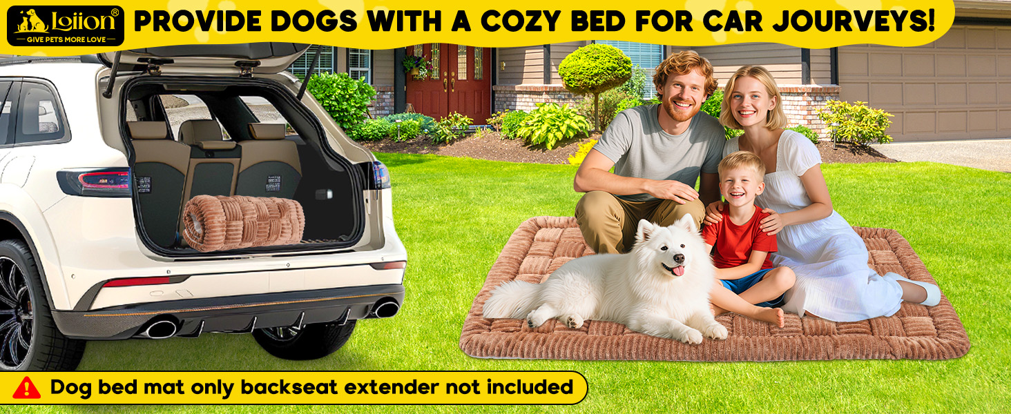 Лоіон килимок для собак в авто, м'який, захист заднього сидіння, великі собаки, антиковзаючий, легко миється, стійкий до подряпин, комфортний, 127x62.5 см, коричневий