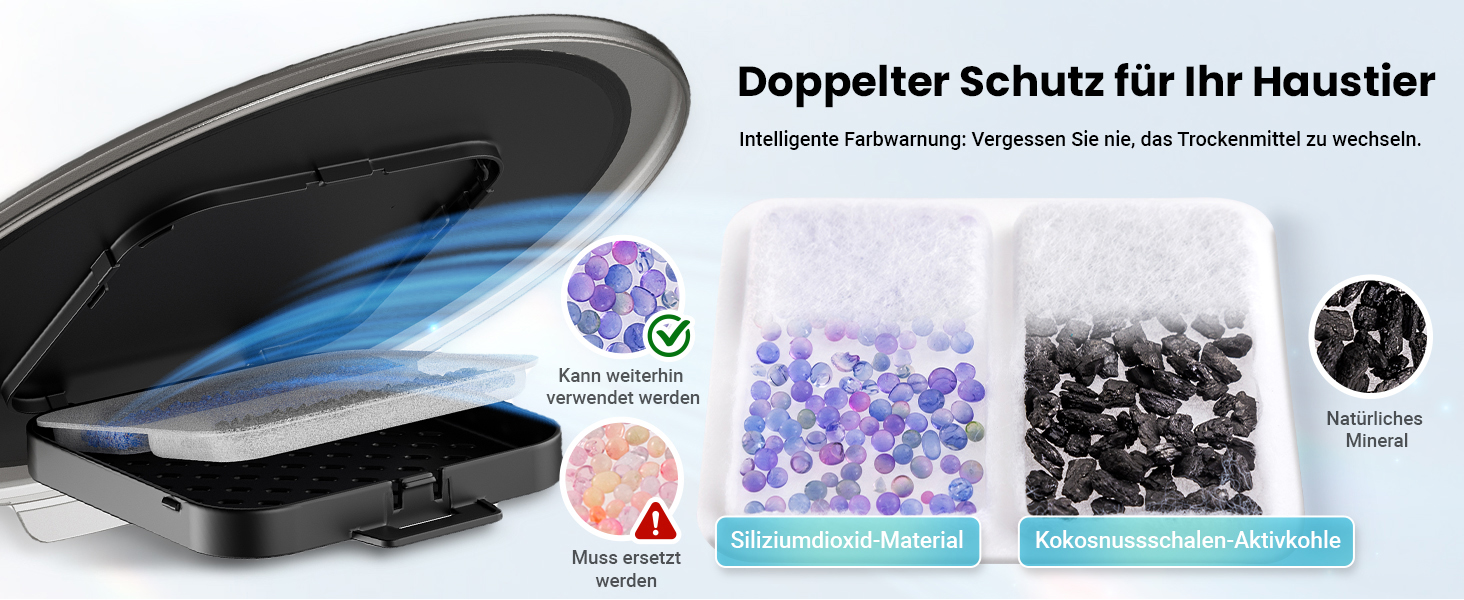 Автоматичний годівниця для котів з Wi-Fi та таймером, 6 л / 25 чашок, 3 миски, 3 пакети силікагелю, система проти застрягання, 2.4G Wi-Fi, запис голосу 10 секунд, чорний