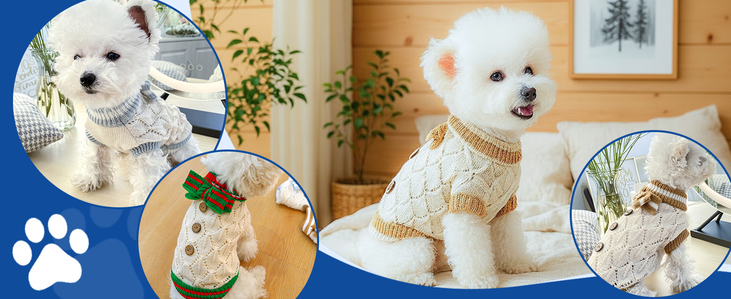 Теплий пуловер для кота та собаки Galatée, зимовий пуловер для домашніх тварин, зручний в'язаний пуловер для кота та собаки (S, смужка кава)