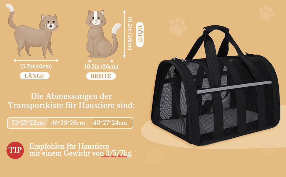 Транспортна переноска для кота Treer, з сіткою, складана, червона, 40x27x24 см