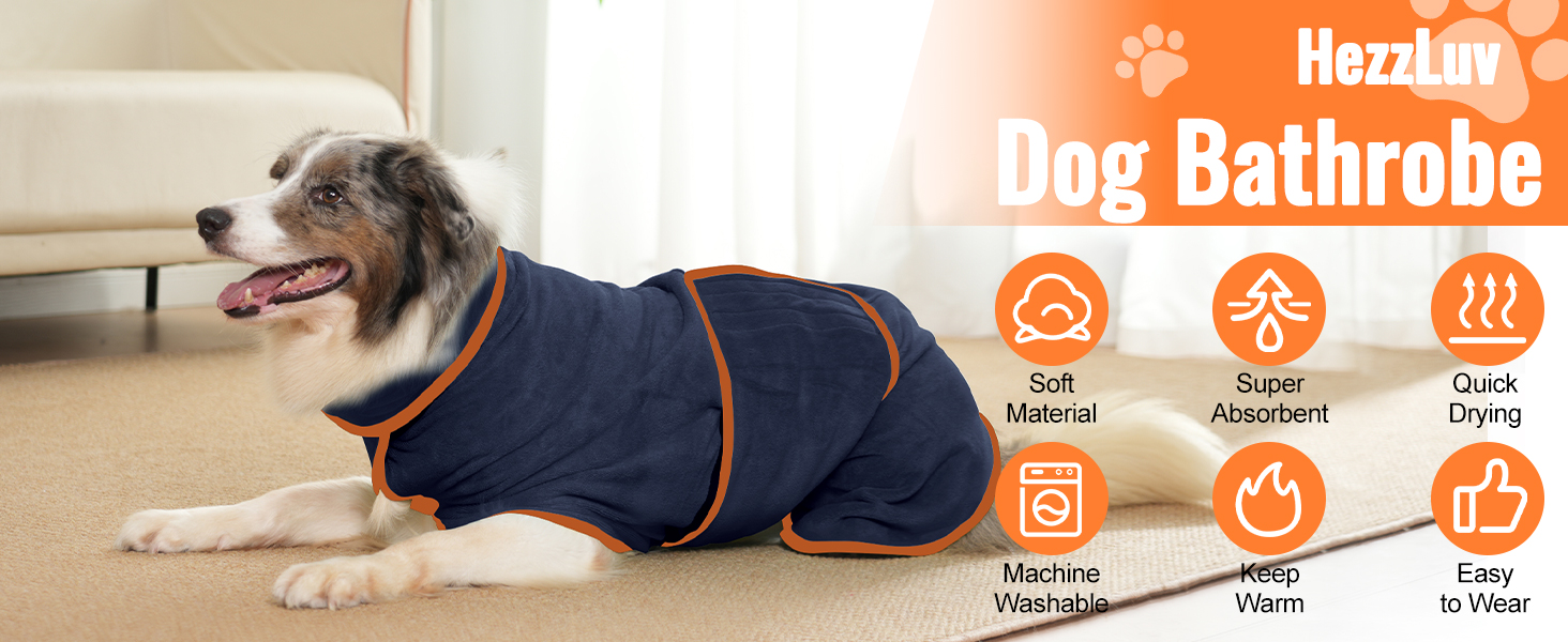 Рушник для собак Hezzuv: ультрапоглинаючий, з мікрофібри, для сушіння після снігу, м'який, двошаровий, для цуценят та дорослих, синій (S)