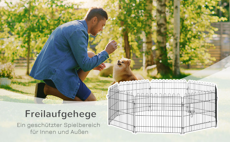 Забіг для цуценят PawHut, металевий, Ø120 x 60 см, чорний, M