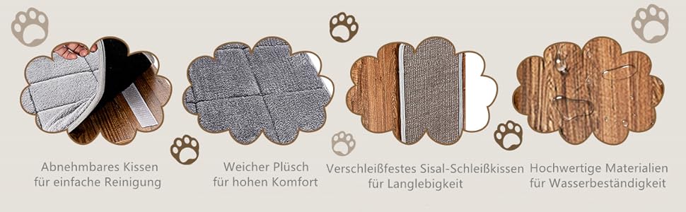 Котячий будиночок GYMAX з когтеточкою 81 см: дерев'яні меблі для котів з когтеточкою, лежаками, гамаком та 2 печерами, до 20 кг