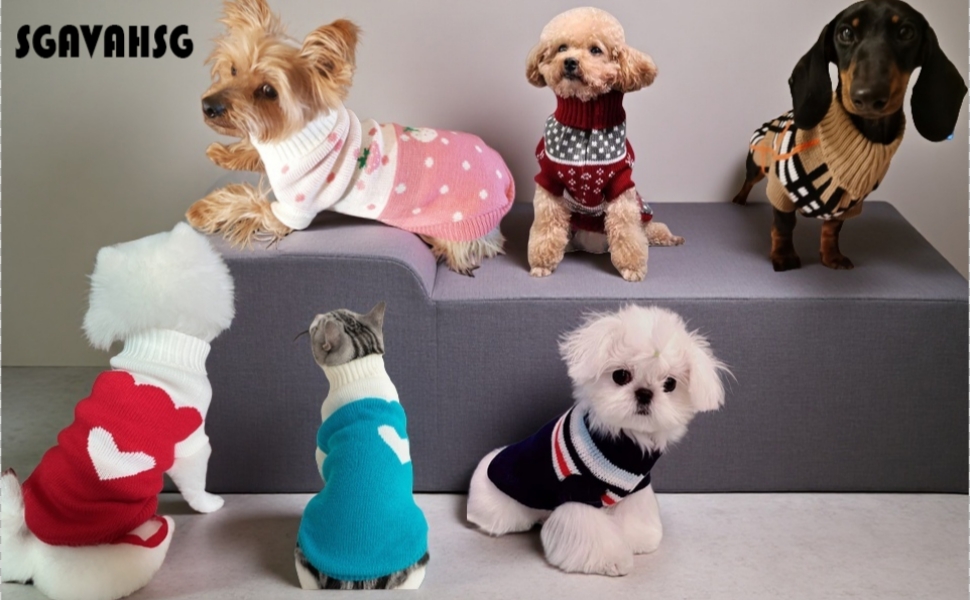 Теплий в'язаний пуловер для собак та котів: стильний, в'язаний, з візерунком, для чихуахуа, такс, мопс, XXL