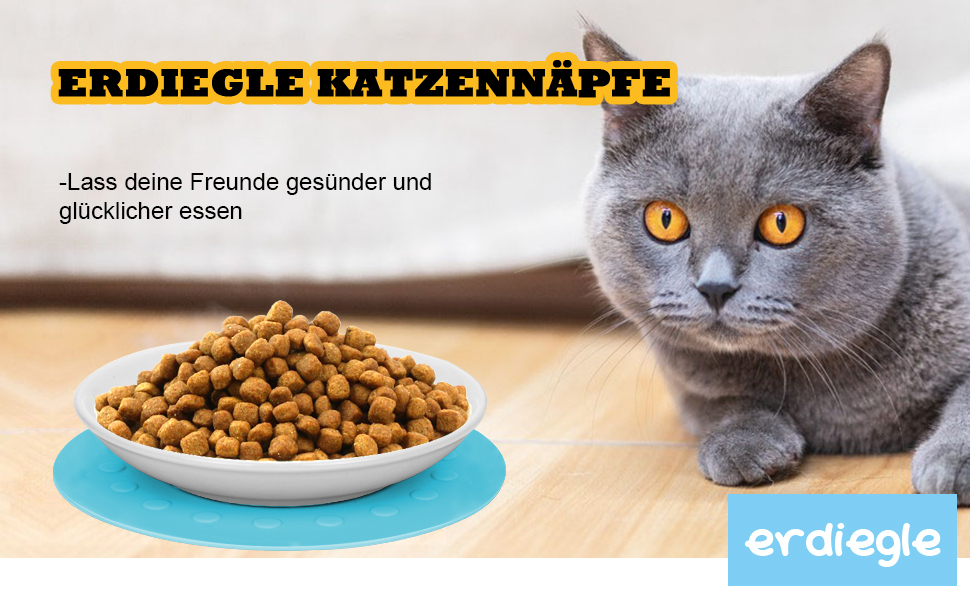 Набір мисок для котів з кераміки (3 шт.) з антиковзними килимками - Katzennapf