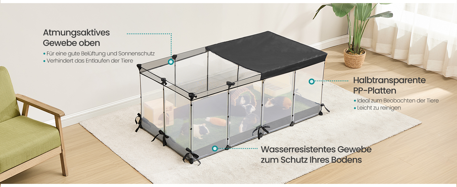 Клітка для дрібних тварин SONGMICS, 144 x 74 x 47 см, білий колір, LPC015W01 M