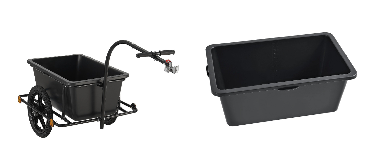 Велосипедний причіп Juskys 90 літрів: вантажний причіп з зчепленням та тентом - для вантажопідйомністю 40/80 кг