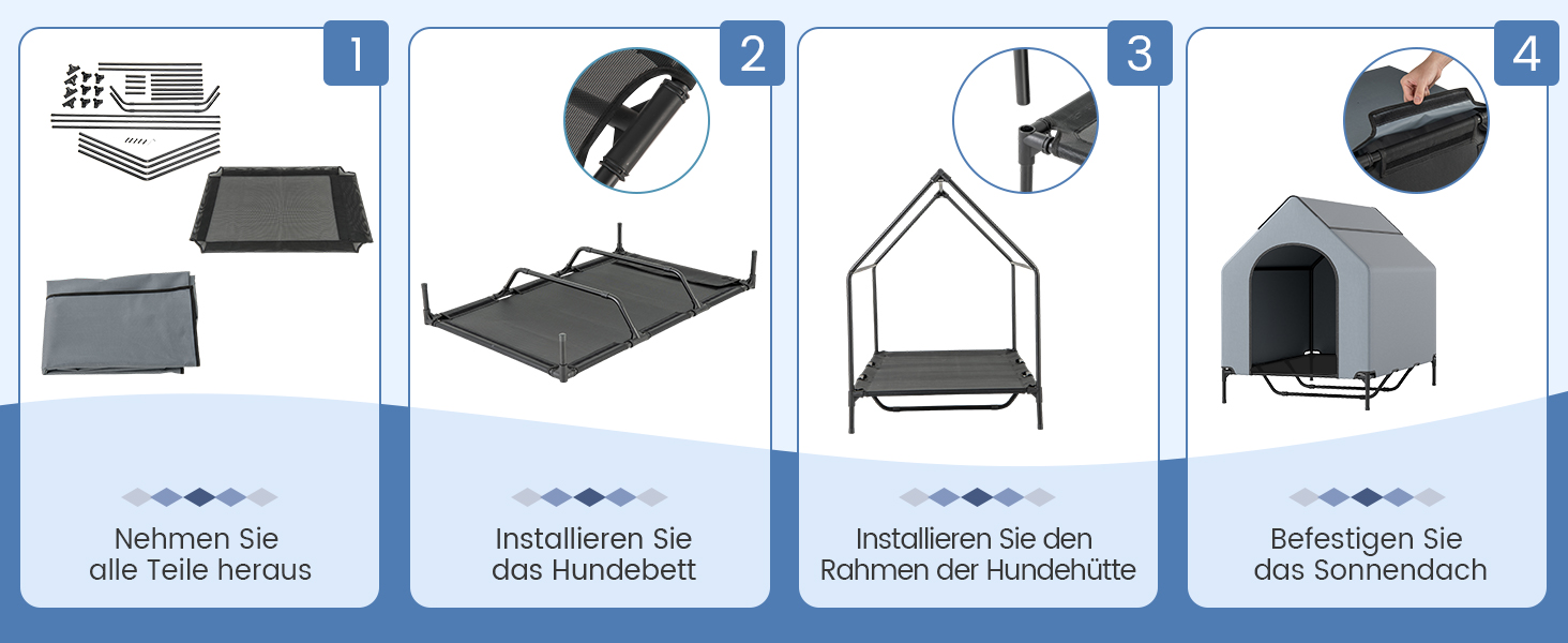 Будка для собак COSTWAY 2 в 1 з лежаком, Outdoor, сіра, 75 x 110 x 106 см