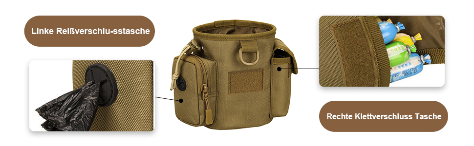 Сумка для тренування собак DONGKER, водонепроникна, з 2 кишенями, бежева