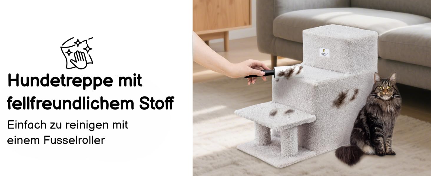 Сходинки для собак Veehoo: 3 сходинки, ліжко, печеринка, для старих котів та собак, до 45 кг, сірий, 67x34x52 см