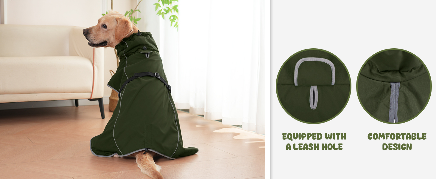 Водонепроникна куртка для собак HezzLuv, світловідбиваюча, вітрозахисна, тепла зимова куртка з м'яким флісовим підкладкою для собак маленьких та великих порід, для активного відпочинку на природі, кемпінгу та походів у холодну погоду (M(спина: 50см), армійний зелений)