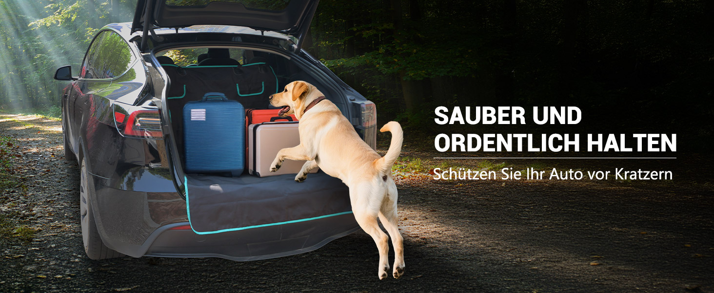 Захист для багажника автомобіля для собак з боковими та захистом краю вантажного отвору, універсальний 185x102см, 600D, водонепроникний, стійкий до подряпин, килимок для багажника, ковдра для собак, для авто, SUV, Van (Блакитний)