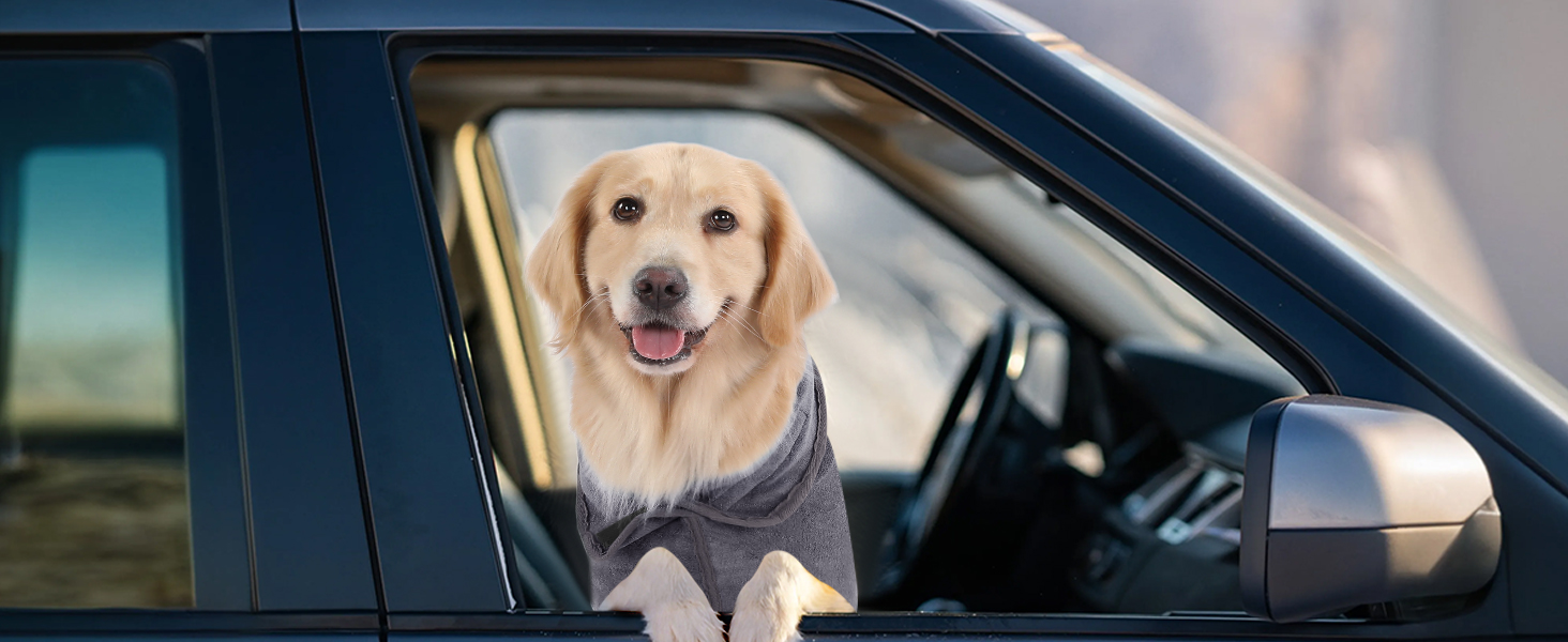 Рушник для собак PETTOM: Швидковисихаючий халат з мікрофібри для великих собак (L, сірий)