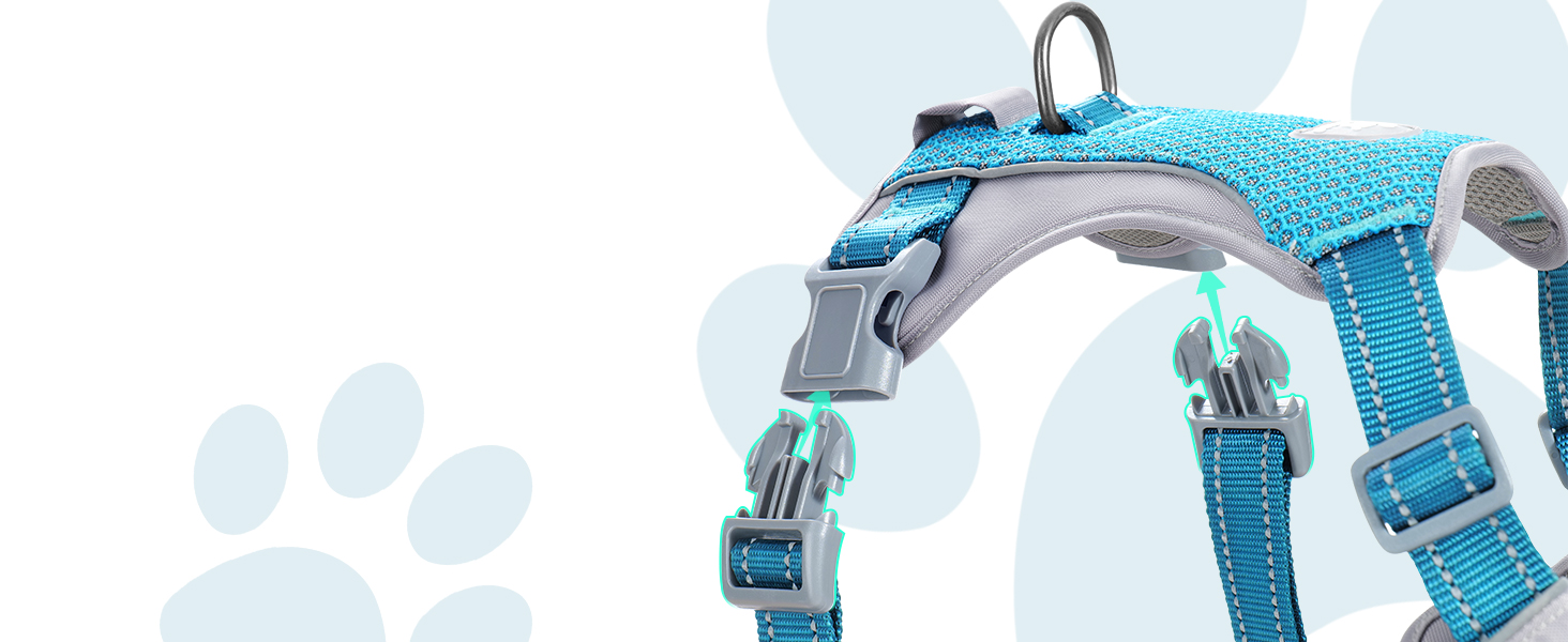 Шлейка для собак Huntboo Anti-Zug, для малих, середніх та великих собак, не тягне, світловідбиваюча, з 2 карабінами, регульована, для тренувань та бігу (M, синій)