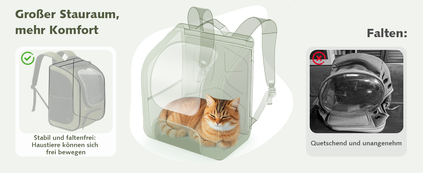 Пекют Рюкзак-переноска для кота з віконцем-бульбашкою, великий (32x26x42 см, хакі)