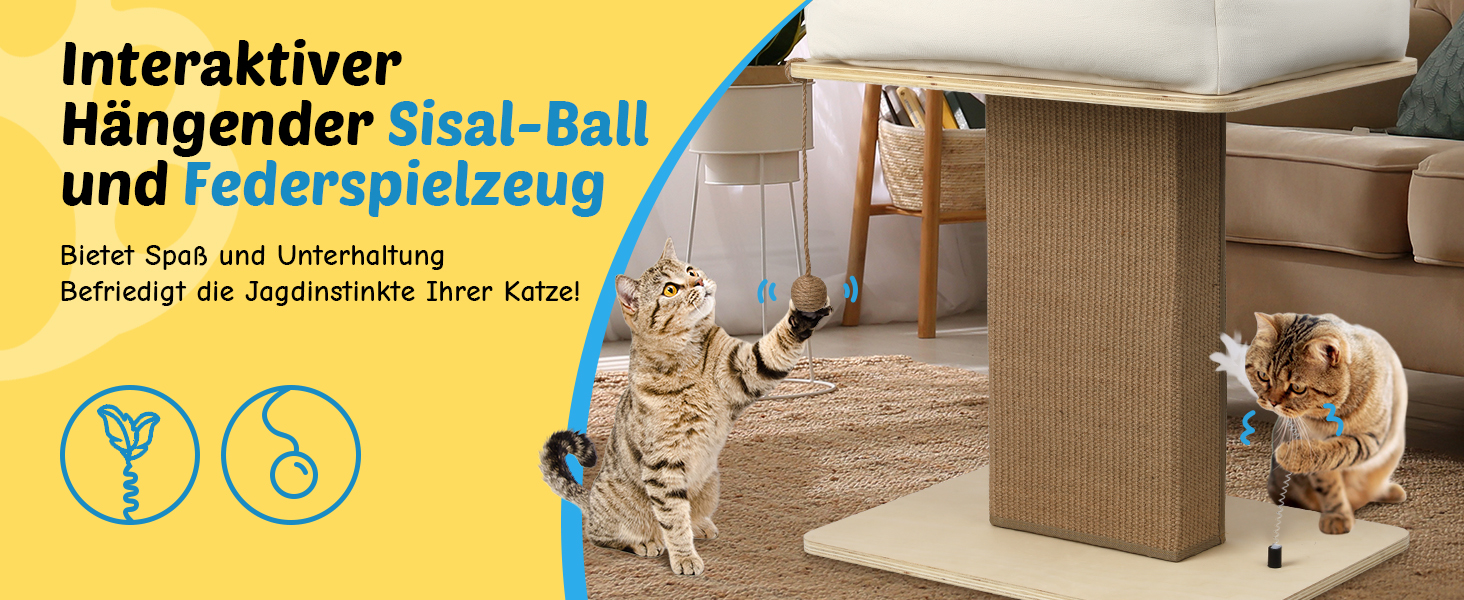 BSWAY Крісло-лежанка для котів з дерева, сонячно-жовтого кольору, 53x40 см. Знімний чохол матраца, витримує до 15 кг. Клітка-будка для котів