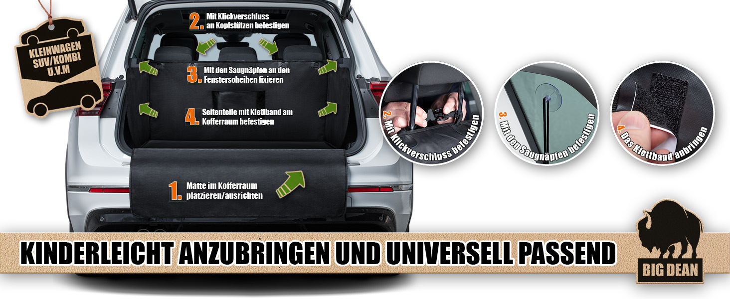 Захисна килимок у багажник BigDean для собак та багажу з захистом бокових стінок та бампера – водонепроникний та брудовідштовхуючий