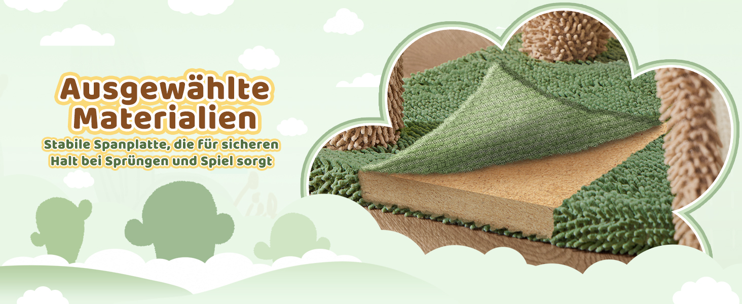 Дім-когтеточка для котів Yaheetech Kaktus: стабільна конструкція, оглядові платформи, печера, лежанка, сизаль, бежево-коричневий (коричнево-зелений, M)