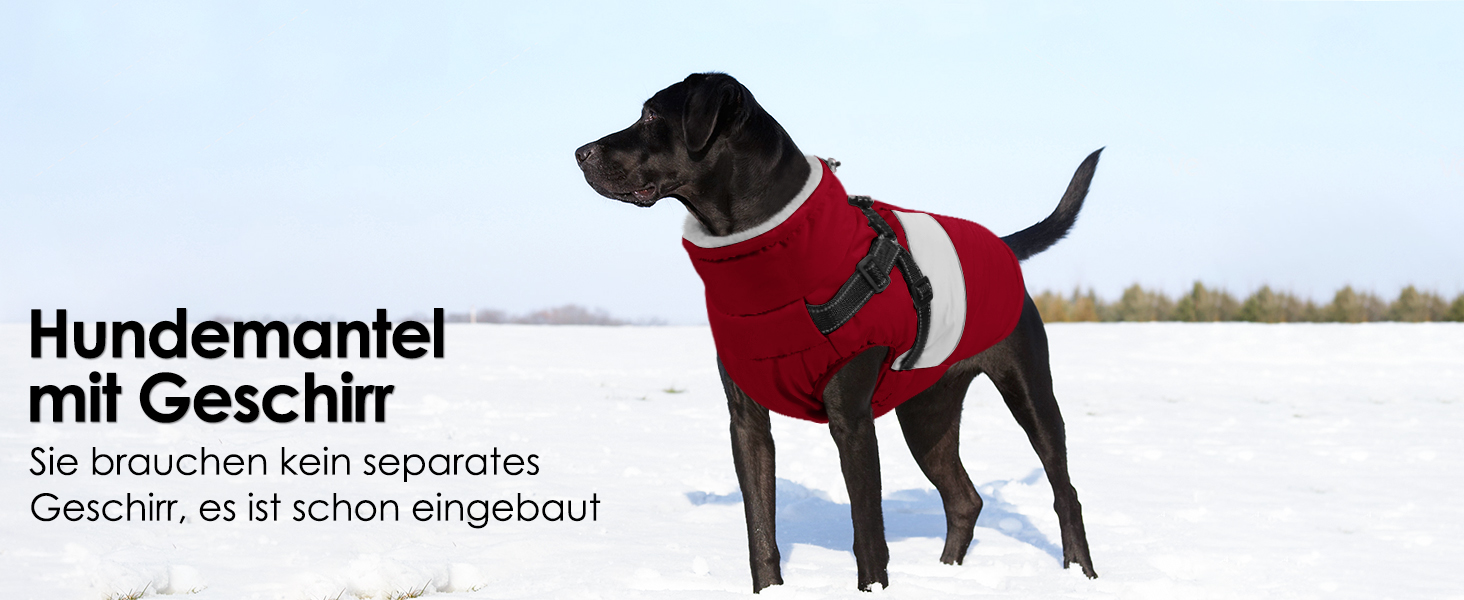 Теплий зимовий одяг для собак AOFITEE: куртка, жилет, водонепроникний, для великих порід (лабрадор, віндгорн, голден ретрівер), 2XL, бордовий