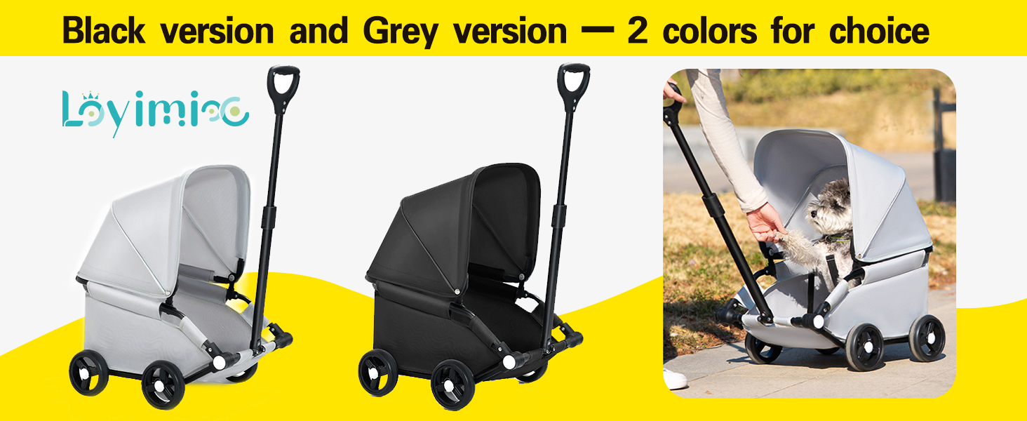 Візок для собак Loyimioo Mini - чорний, складний, з UV-захистом та поворотним ручками, для маленьких та середніх собак