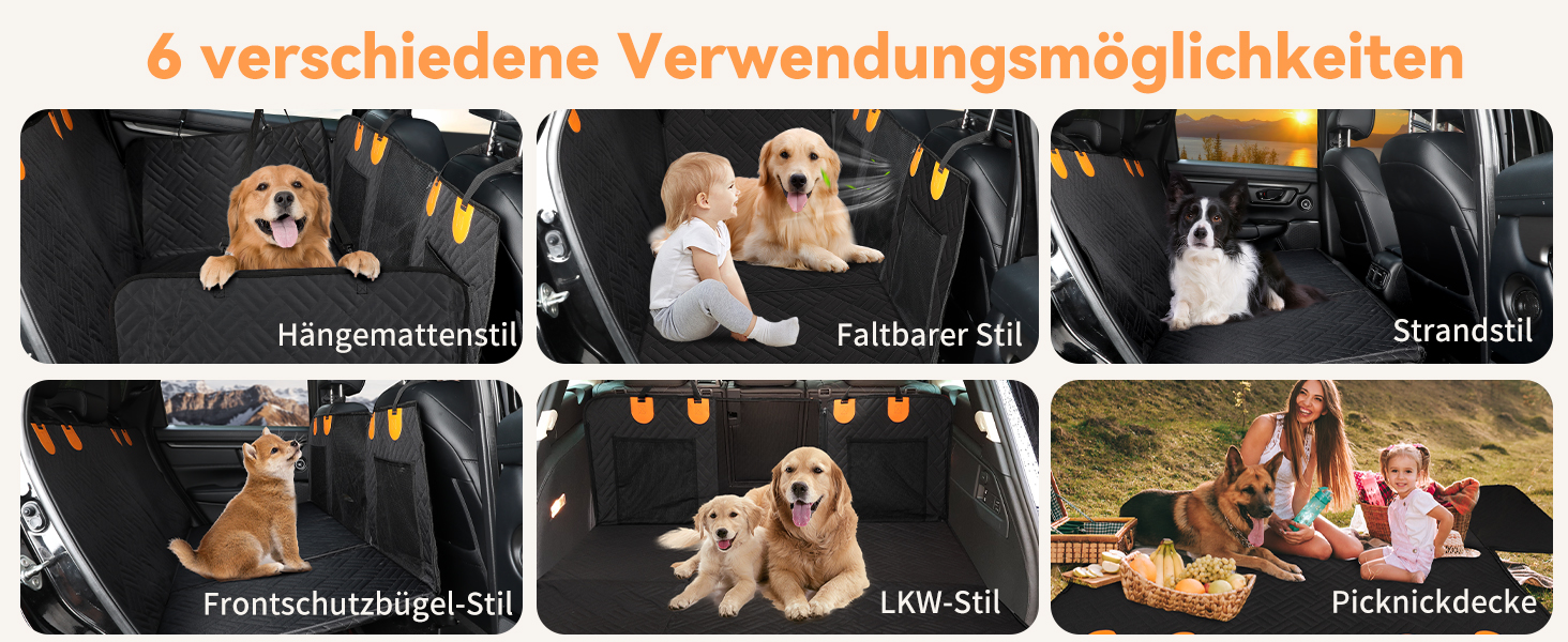 Захисний килимок на заднє сидіння автомобіля для собак, водовідштовхуючий, антикіготок, з жорстким каркасом, для авто, SUV, вантажівки