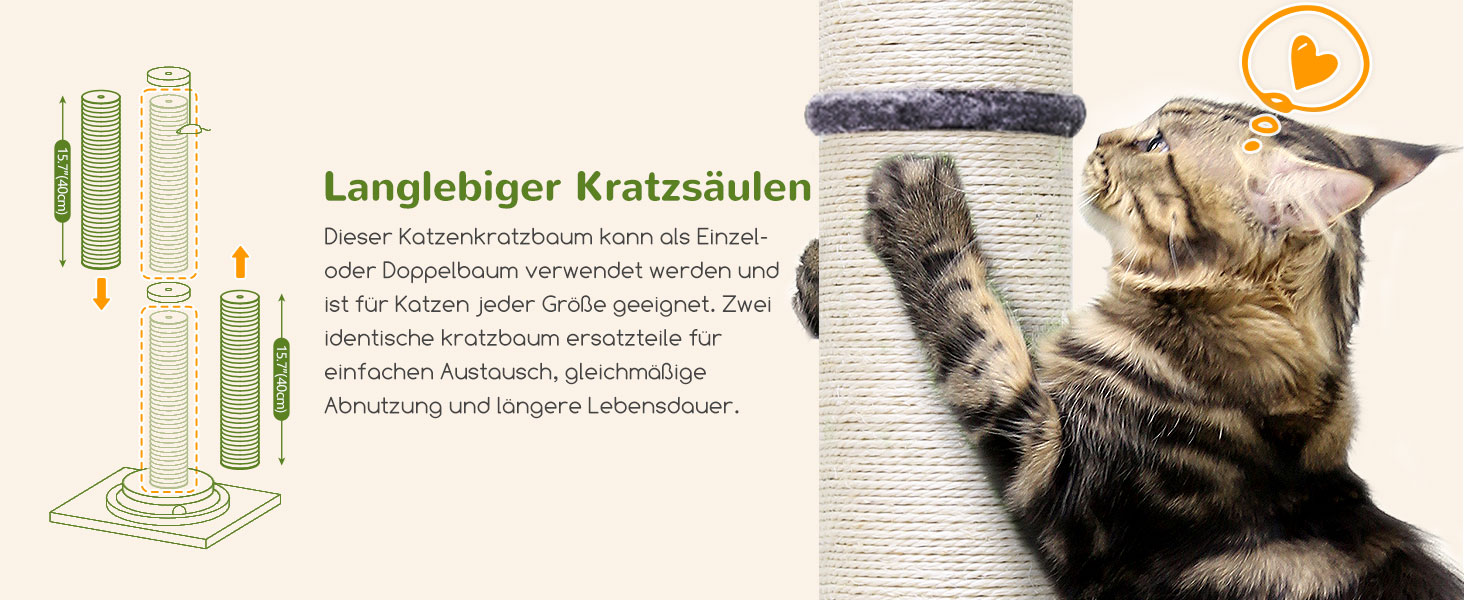 Котячий комплекс Globlazer XXL: стабільна стійка 90х50 см з іграшками, товстий стовпчик з сизалю, іграшковий м'ячик, для великих котів (SC35, темно-сірий)