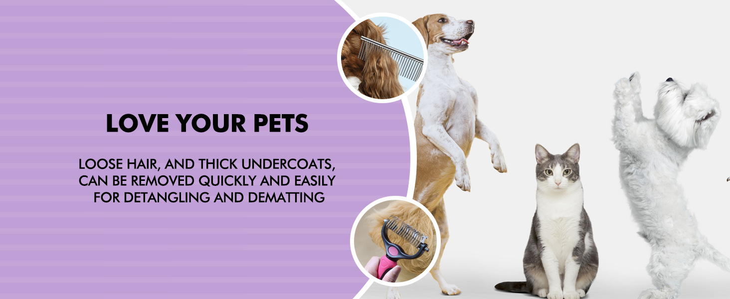 Гребінець для вичісування собак та котів OneCut - вичісування, розплутування, видалення ковтунів (червоний)