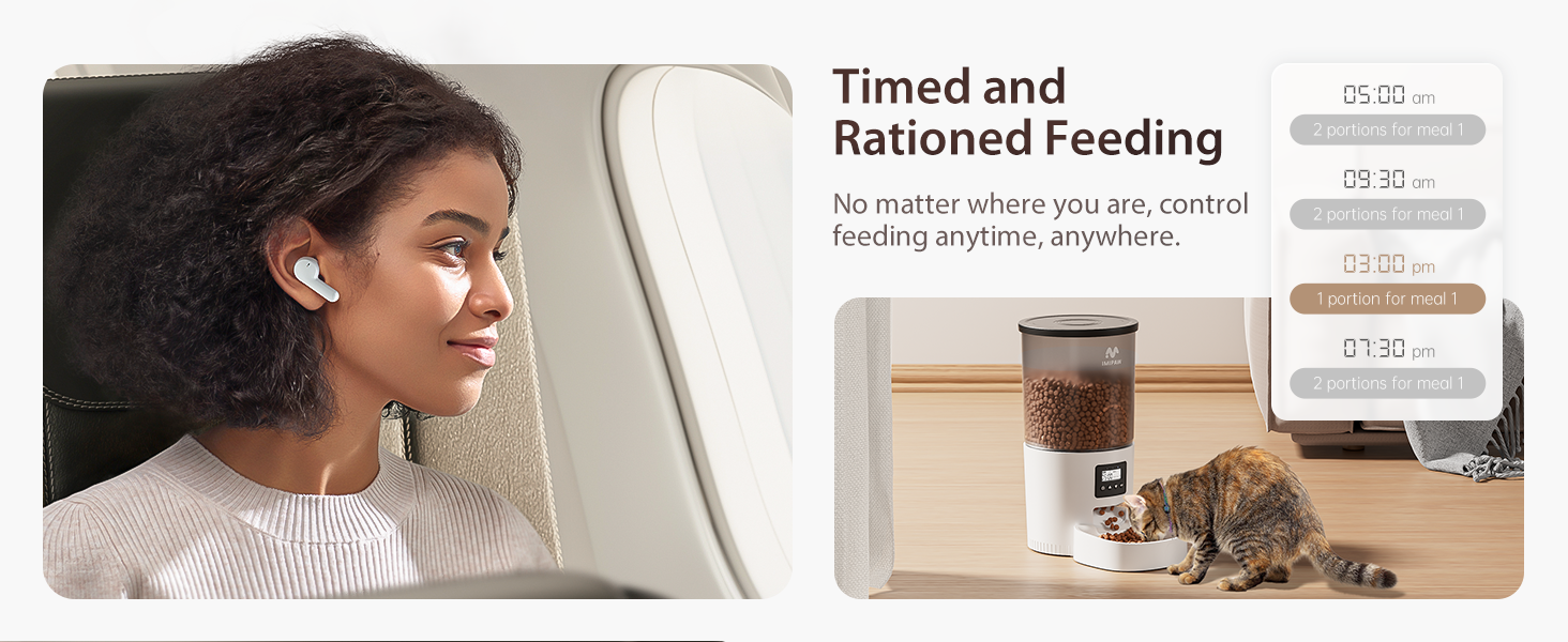 Автомат для годування котів та собак IMIPAW, 5L, WiFi, APP-керування, 1-10 прийомів їжі на день