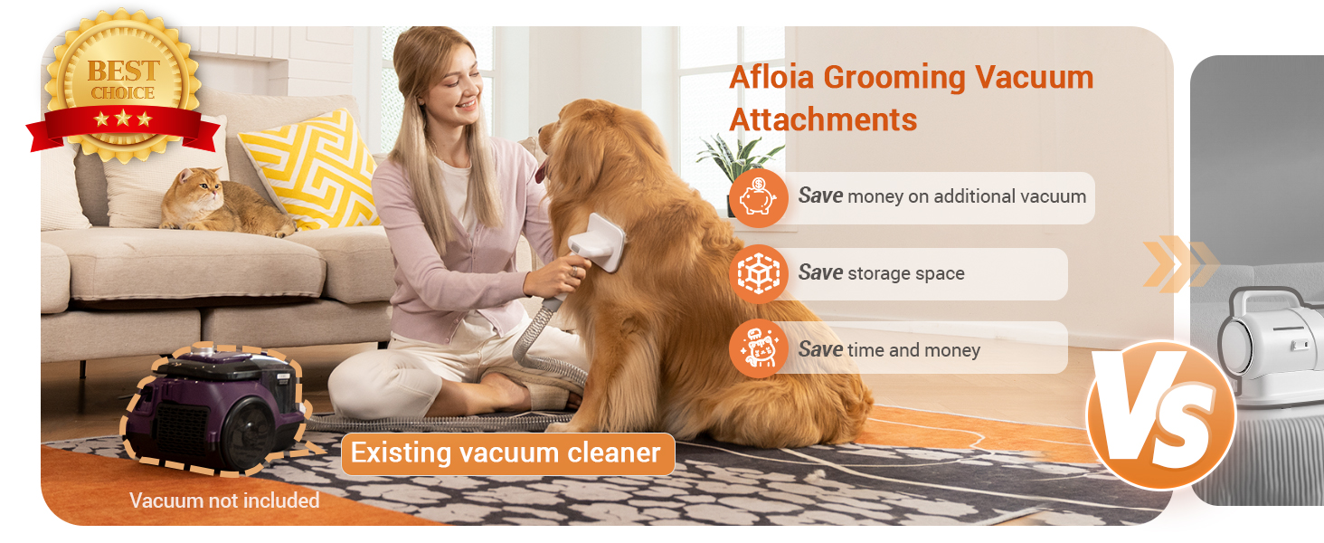 Насадка для пилососа Afloia для шерсті тварин: собака, кіт. Комплект для догляду за тваринами з подовжувачем та адаптером