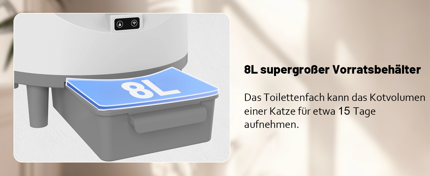 Автоматичний лоток для котів Katzenklo Selbstreinigend XXL 65L з керуванням через додаток, для 2+ котів, без запаху, з ситом