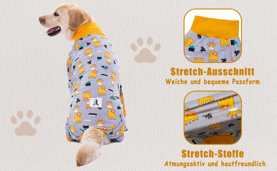 Комбінезон для собак після операції, захисний боді для собак, альтернатива конусу, сірий, 3XL, Giraffe