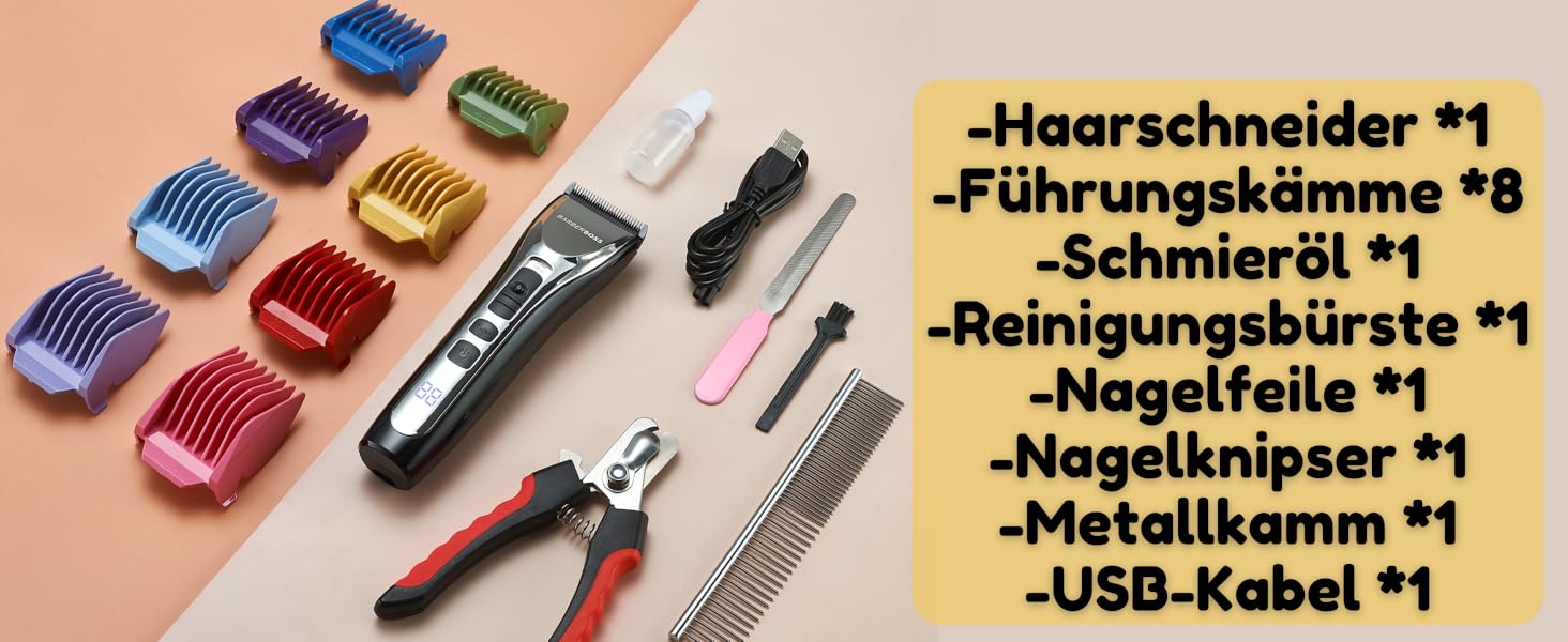 Професійний собачий триммер BarberBoss QR-9086 для густого волосся: набір для догляду за собаками та котами, бездротовий, тихий