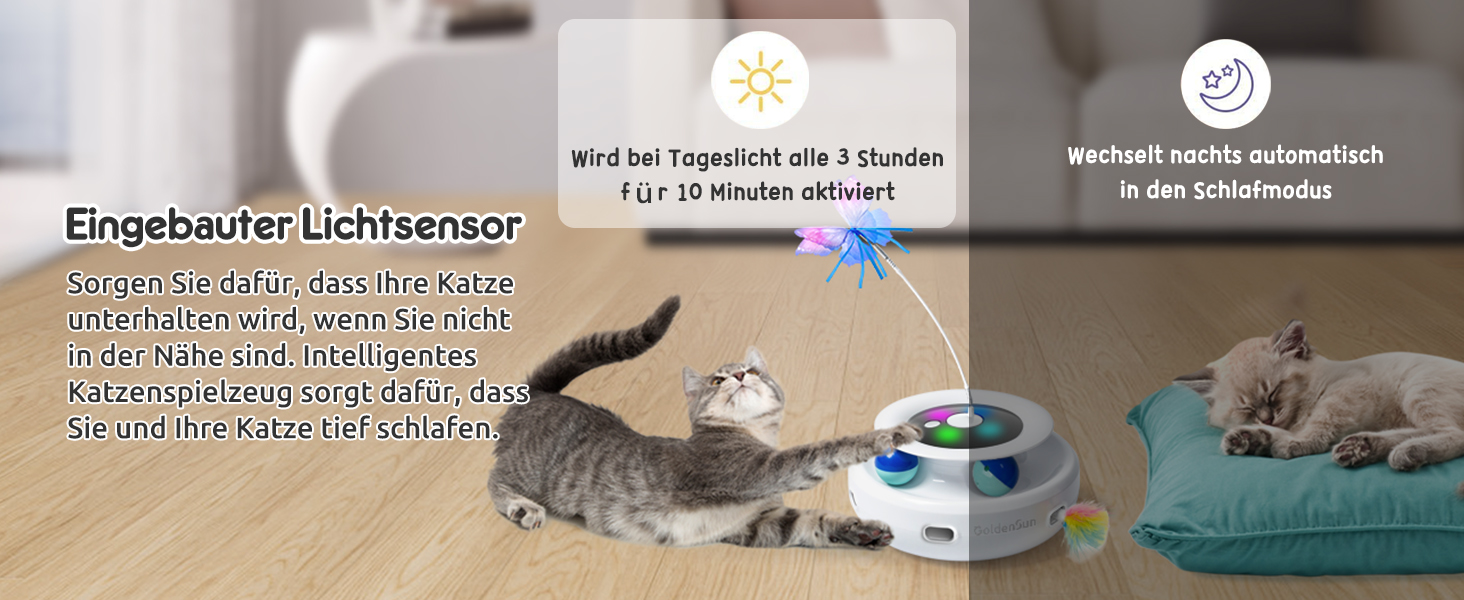 Інтерактивна іграшка для котів GoldenSun 3-в-1: Whack-A-Mole, метелик, м'ячик. USB, 6 насадок. Білий колір