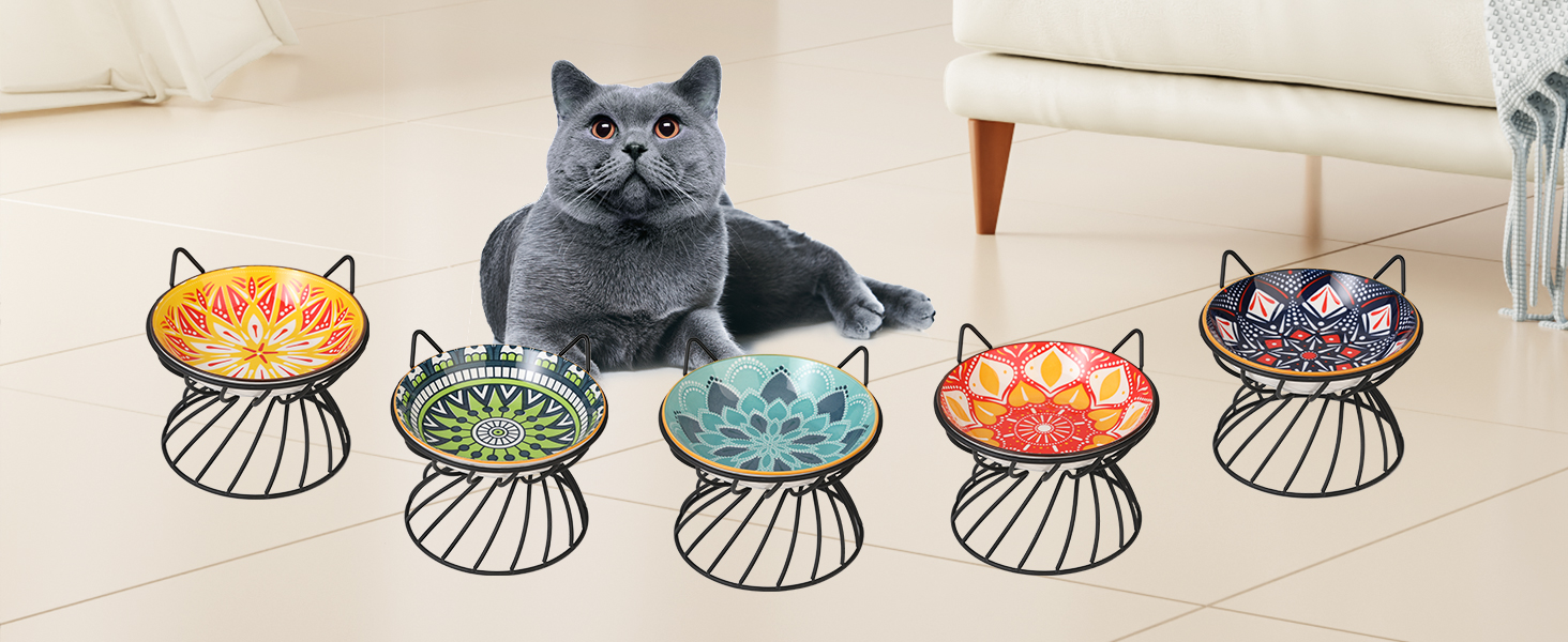 Підвищений годівниця для котів, кераміка, анти-блювотна, 250 мл, темно-синій