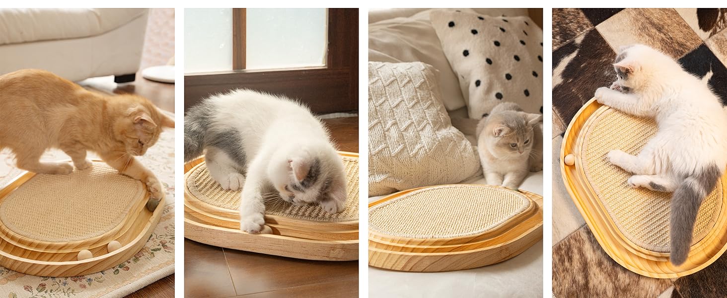 CheerPals Кігтеточка для котів 2-в-1 з натурального сизалю та м'яти, з масивного ясеня, 43x33x3 см