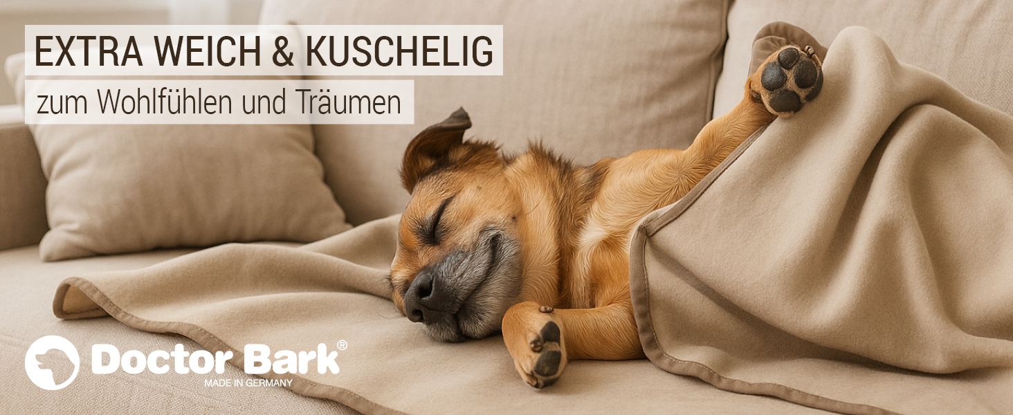 М'яка ковдра для собак Doctor Bark, 100x70 см, блакитна, миюча до 95°C, флісова, Made in Germany