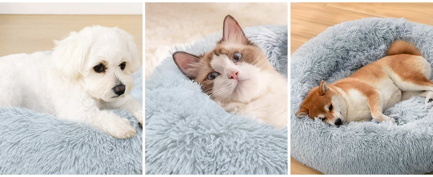 М'яке ліжко для собак та котів, зручне та тепле, 60 см, світло-сірий колір