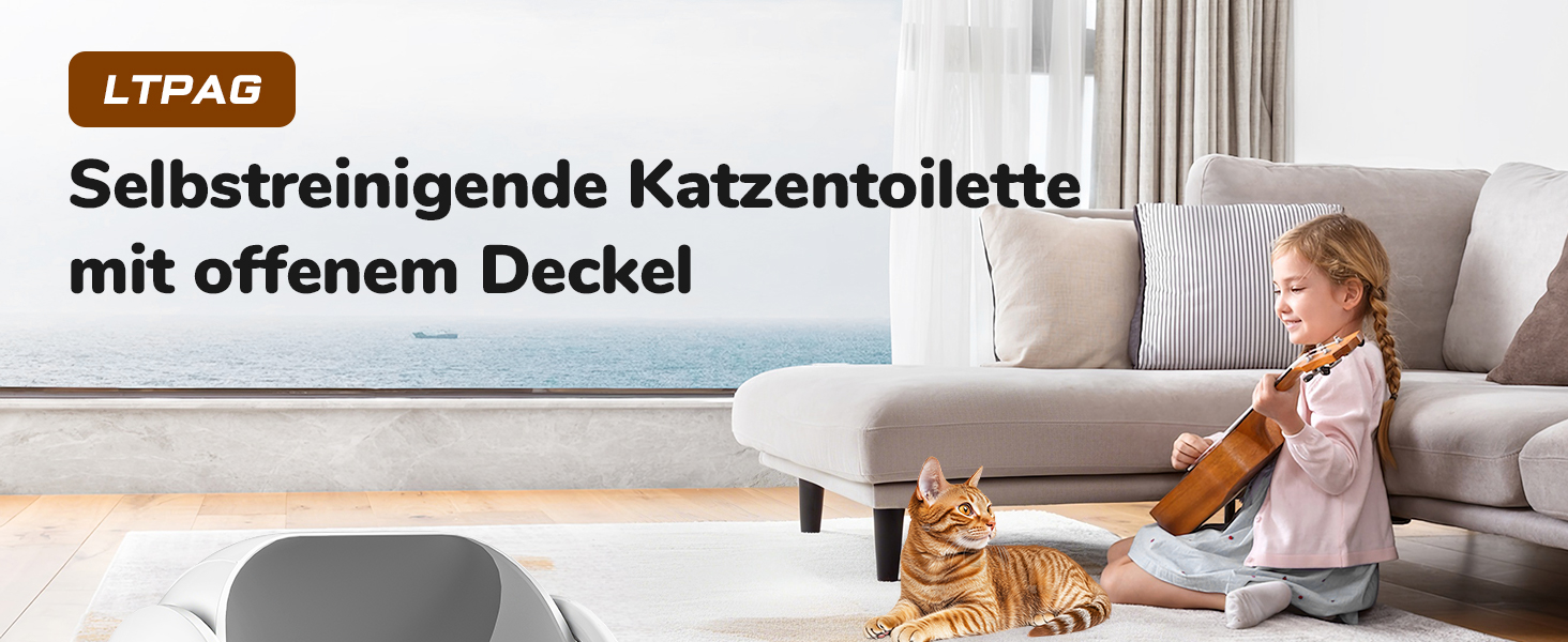 Автоматичний лоток для котів Katzenklo XXL з самоочищенням, відкривається зверху, з керуванням через додаток, датчиком безпеки та усуненням запаху. Великий об'єм для кількох котів