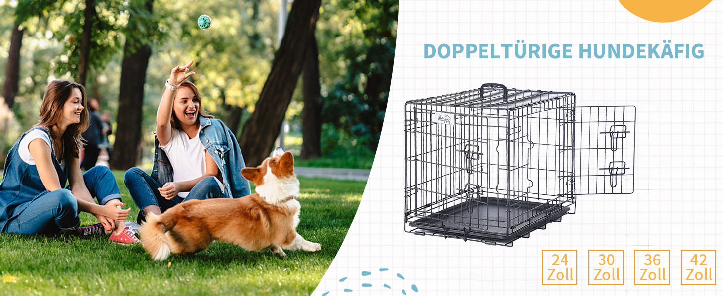 Клітка для собак PETAPPY XXL металева, 91,5x58,5x65 см, з металевими гратами та знімним піддоном