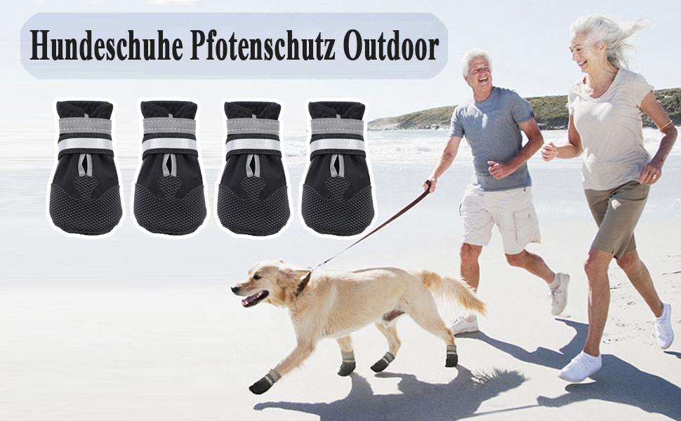 Чоботи для собак Dricar, 4 шт. Водонепроникні, антиковзні, з регульованими ремінцями. Зимові чоботи для собак середніх та великих порід для прогулянок на вулиці та в приміщенні, чорного кольору, розмір L