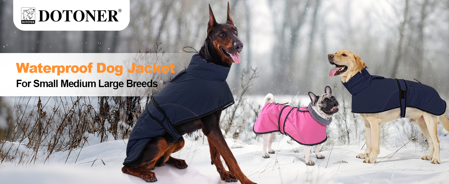 Водонепроникний зимовий одяг для собак Dotoner, теплий, з підкладкою з флісу, для великих собак XL, морський колір