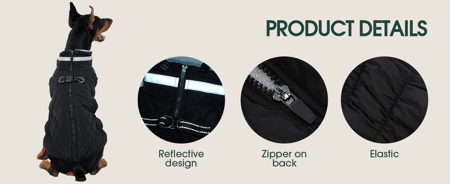 Водонепроникна куртка для собак великих порід Kuoser, тепла зимова жилетка для собак, чорна, XL