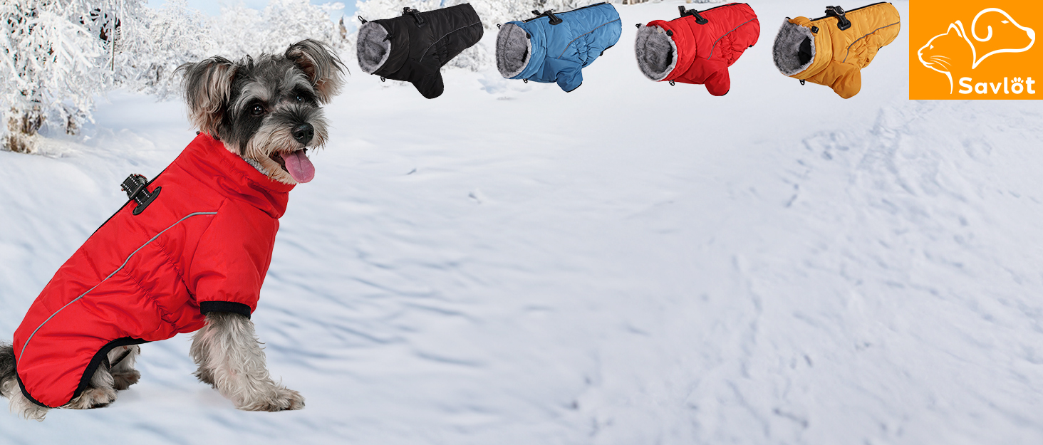 Теплий зимовий одяг для собак Savlot: водонепроникна куртка з підкладкою з флісу для малих, середніх та великих собак (3XL, червоний)