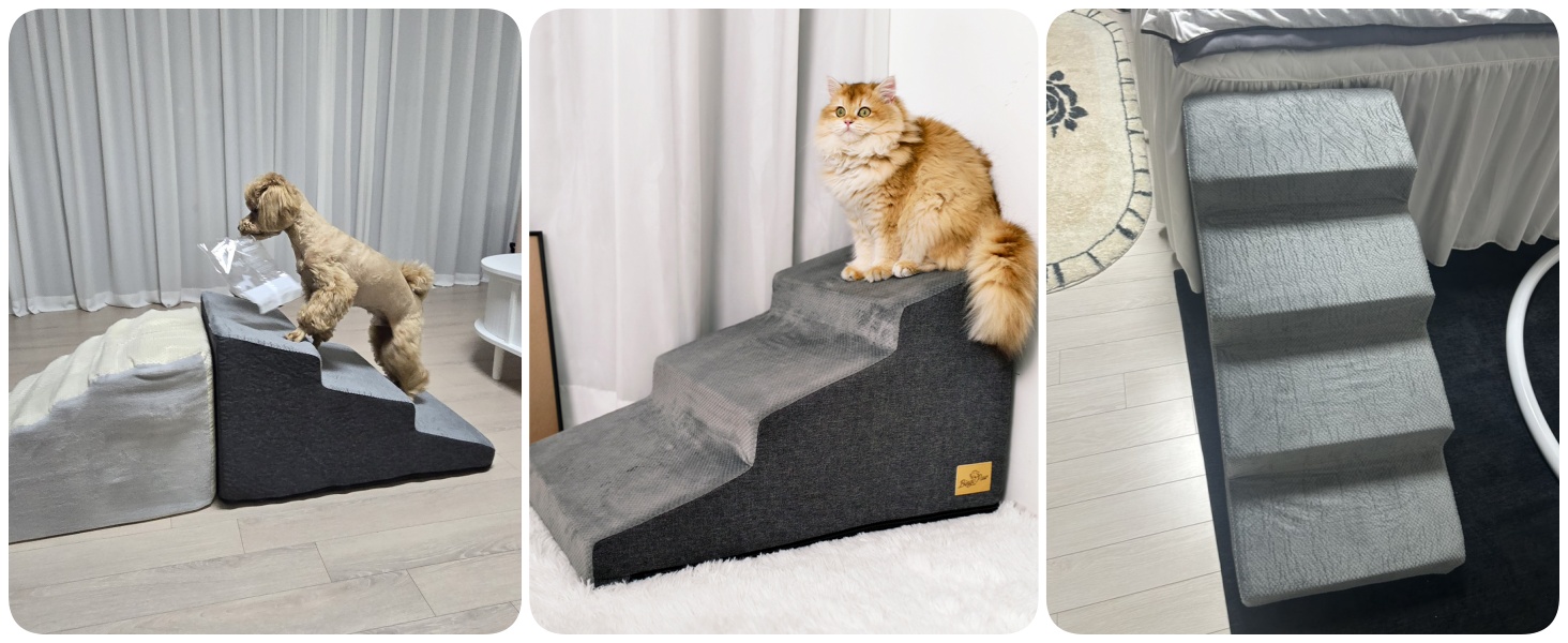 Сходинка для собак BingoPaw з 4 ступенями, 50 см, для ліжка та дивана, знімний чохол, антиковзаюче покриття, 72x40x50 см