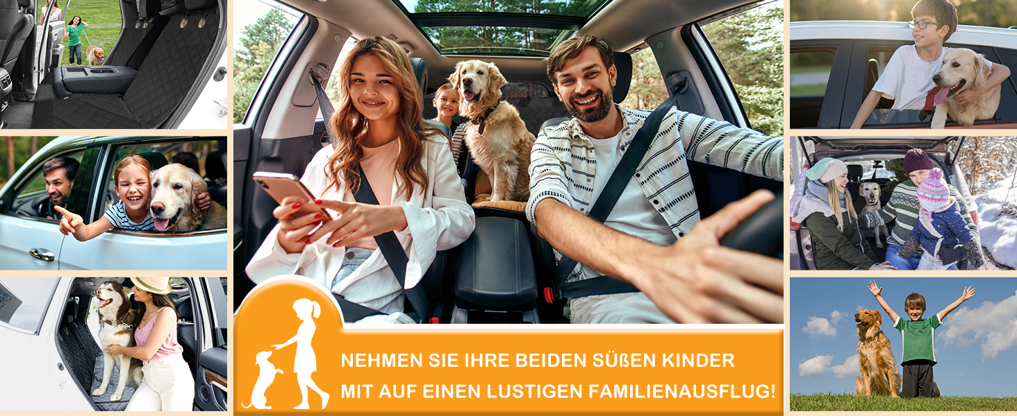 Захист для автосидіння для собак Angooni - водовідштовхувальний, антиковзаючий, стійкий до подряпин (135x120 см) - універсальний захист для заднього сидіння (135 см з ISOFIX)